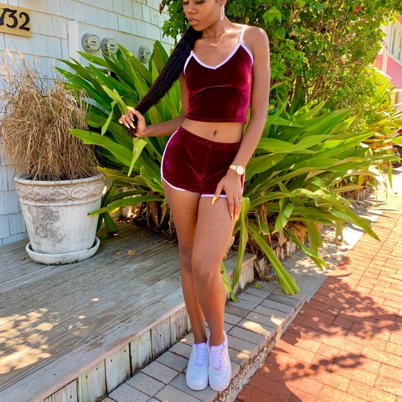 Sexy Two Piece Burgundy Set ✨ - Picture 1 of 6